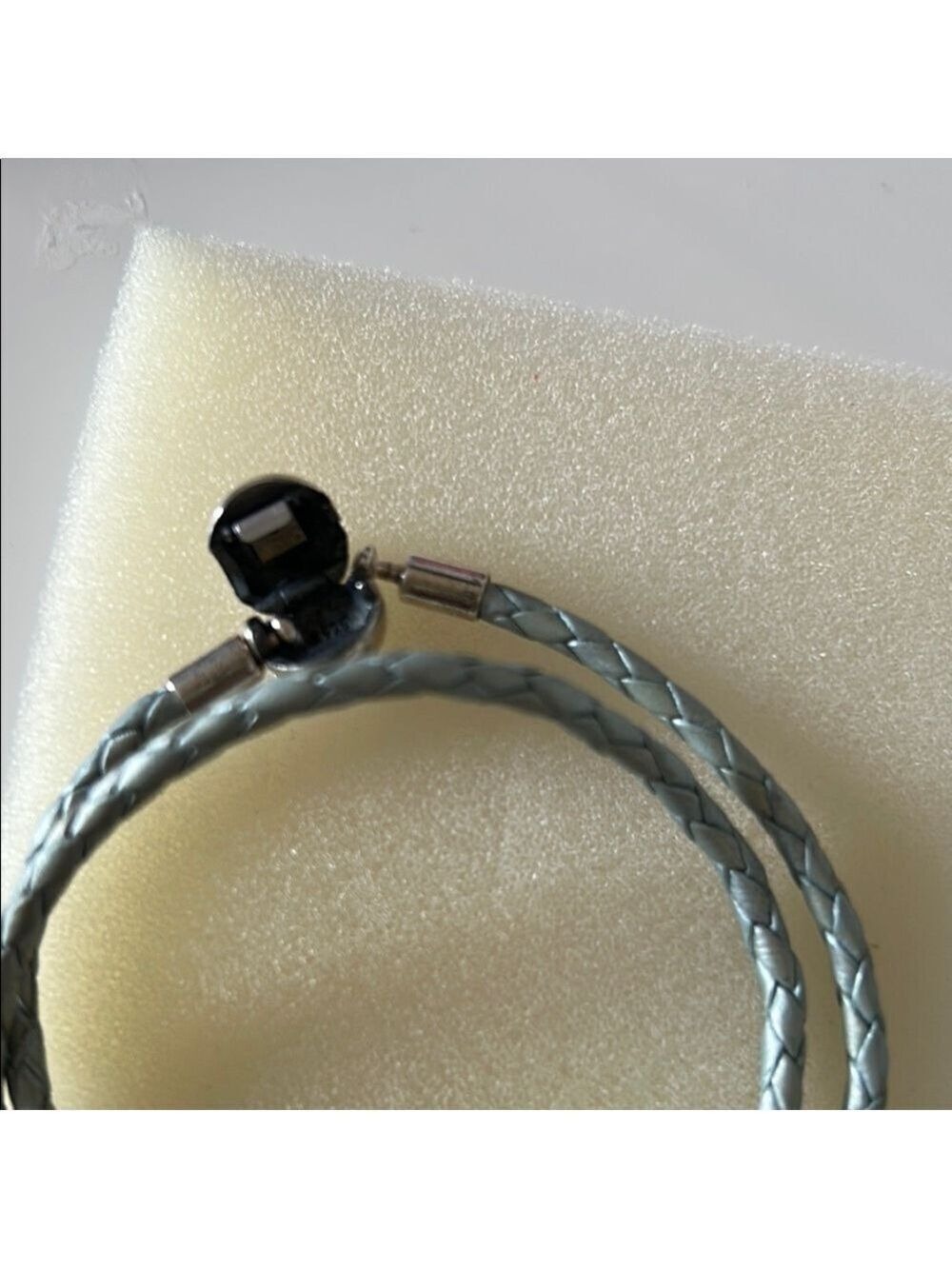 Silver and light blue Braided Women's Bracelet from Pandora - Picture 2 of 4